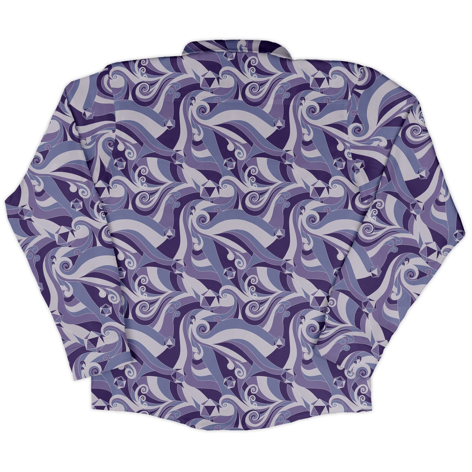 Dnd Dice Swirls Purple Long Sleeve Button Up Shirt Geek Nerd 0925 adult sizing All Adult Button Up Shirts