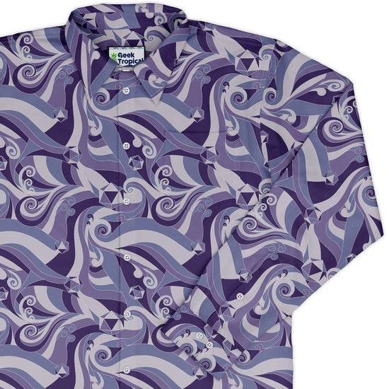 Dnd Dice Swirls Purple Long Sleeve Button Up Shirt Geek Nerd 0925 adult sizing All Adult Button Up Shirts