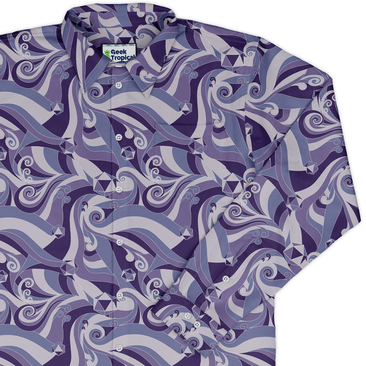 Dnd Dice Swirls Purple Long Sleeve Button Up Shirt Geek Nerd 0925 adult sizing All Adult Button Up Shirts