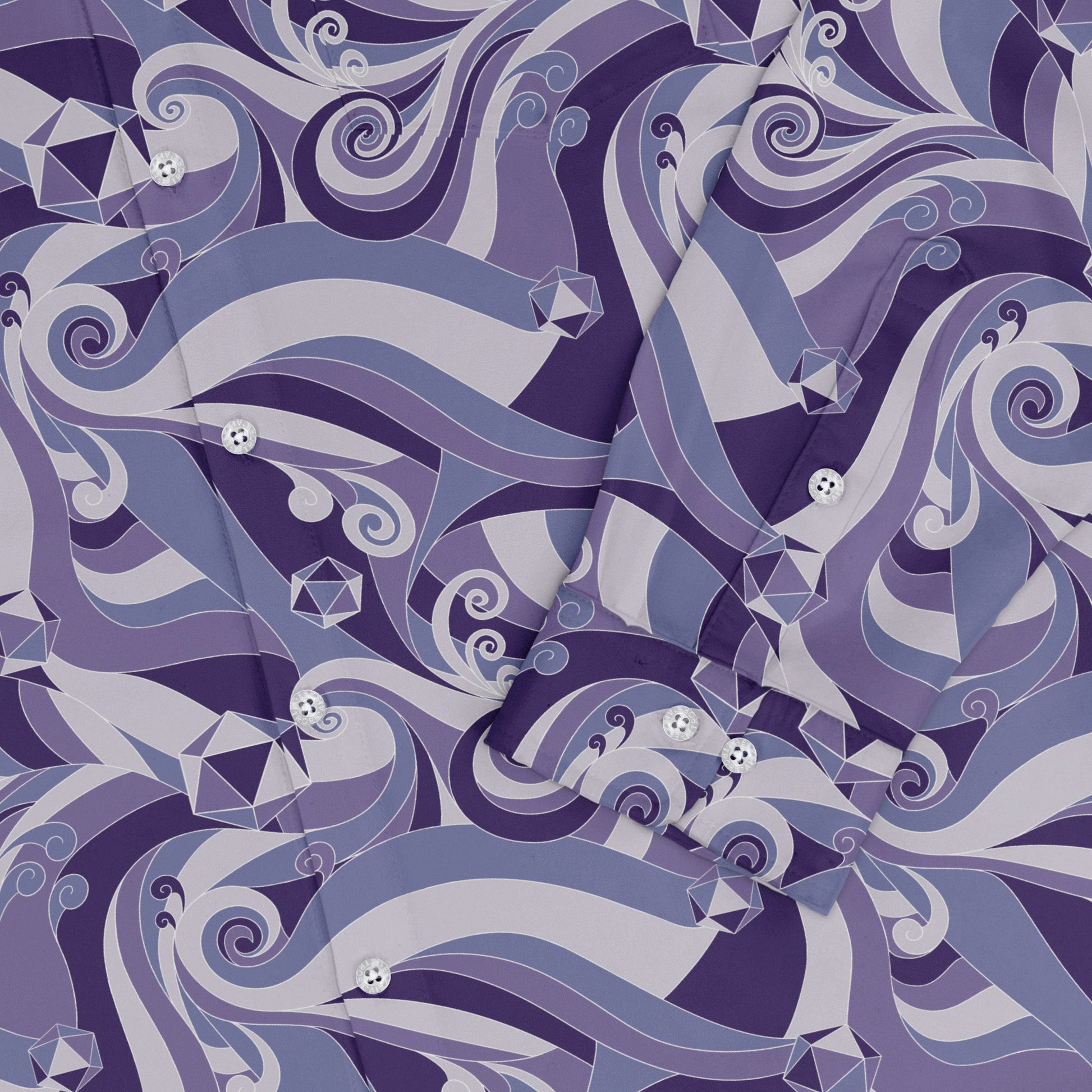 Dnd Dice Swirls Purple Long Sleeve Button Up Shirt Geek Nerd 0925 adult sizing All Adult Button Up Shirts