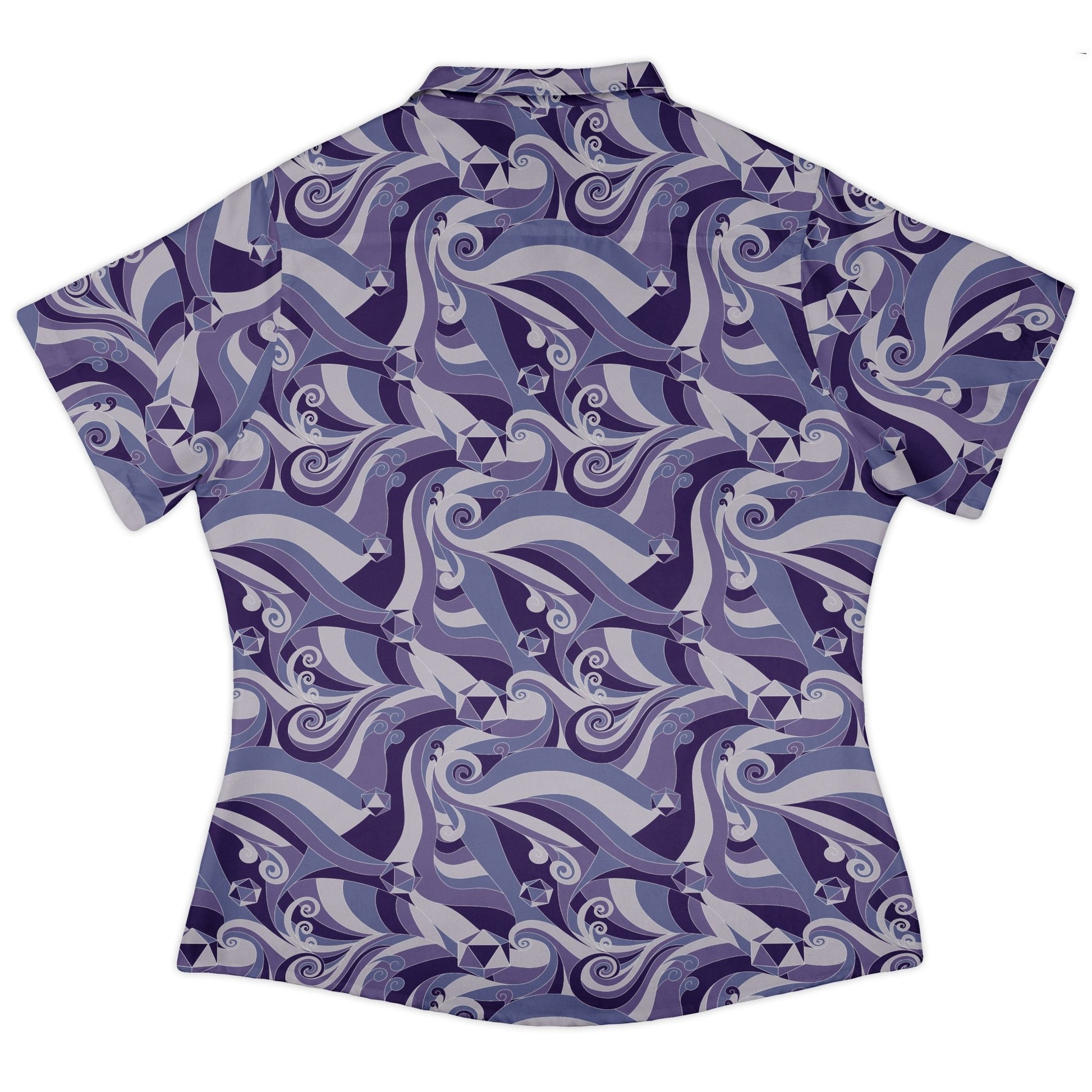 Dnd Dice Swirls Purple Curvy Button Up Shirt Geek Nerd 0925 All Adult Button Up Shirts board game print