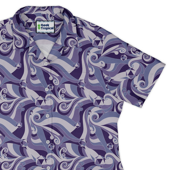 Dnd Dice Swirls Purple Curvy Button Up Shirt Geek Nerd 0925 All Adult Button Up Shirts board game print