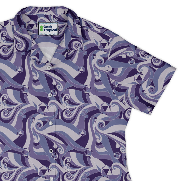 Dnd Dice Swirls Purple Curvy Button Up Shirt Geek Nerd 0925 All Adult Button Up Shirts board game print