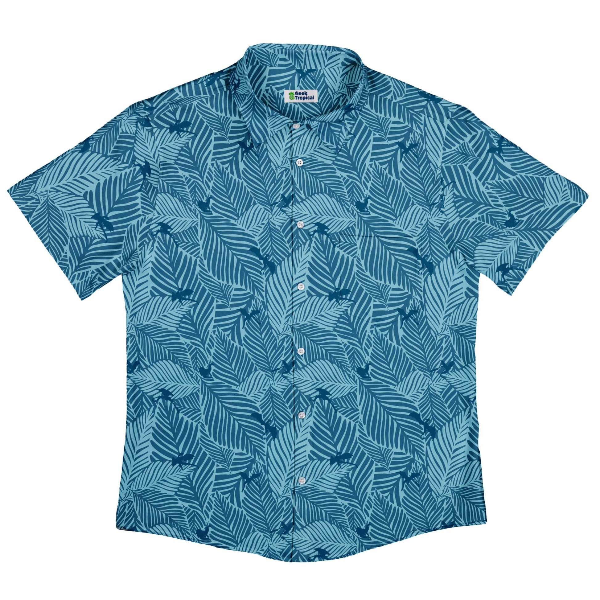 Tropical Dragons Button Up Shirt - adult sizing - Design by Dunking Toast - dnd & rpg print