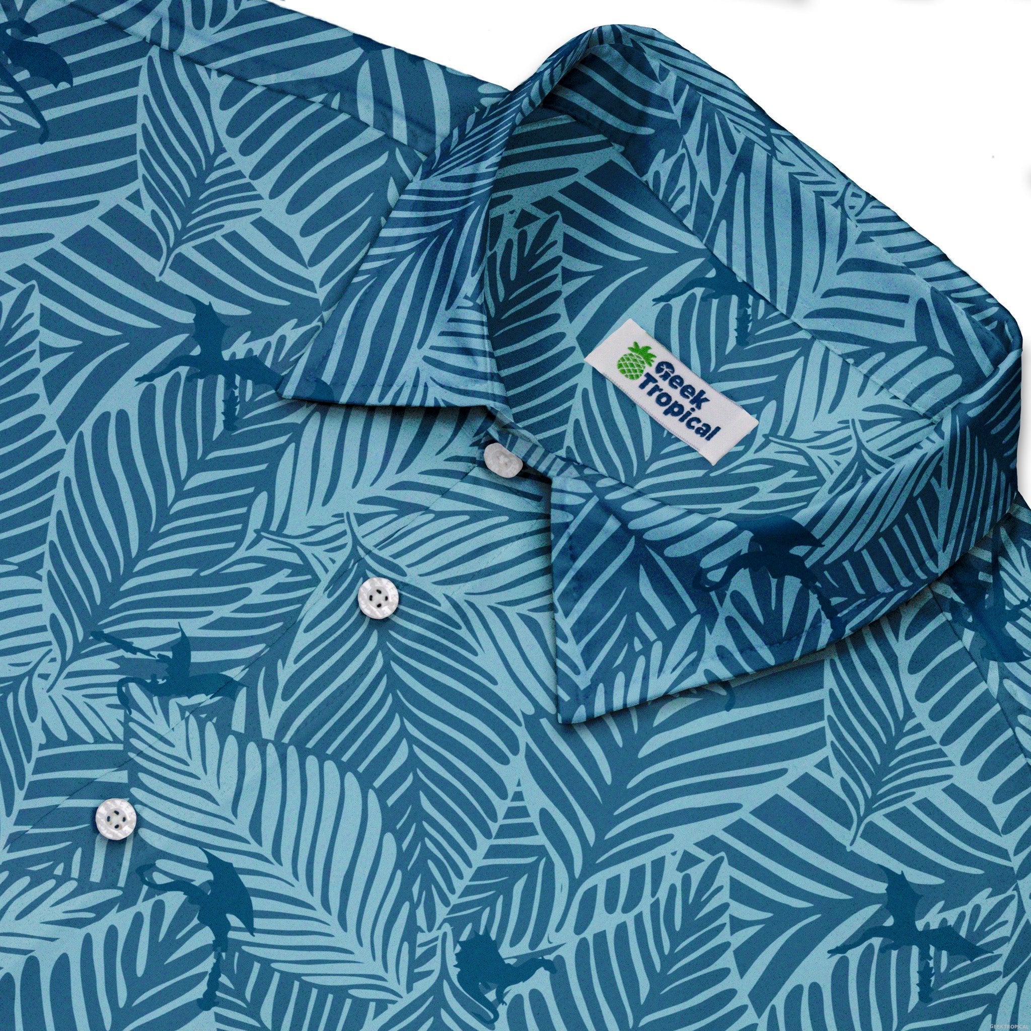 Tropical Dragons Button Up Shirt - adult sizing - Design by Dunking Toast - dnd & rpg print