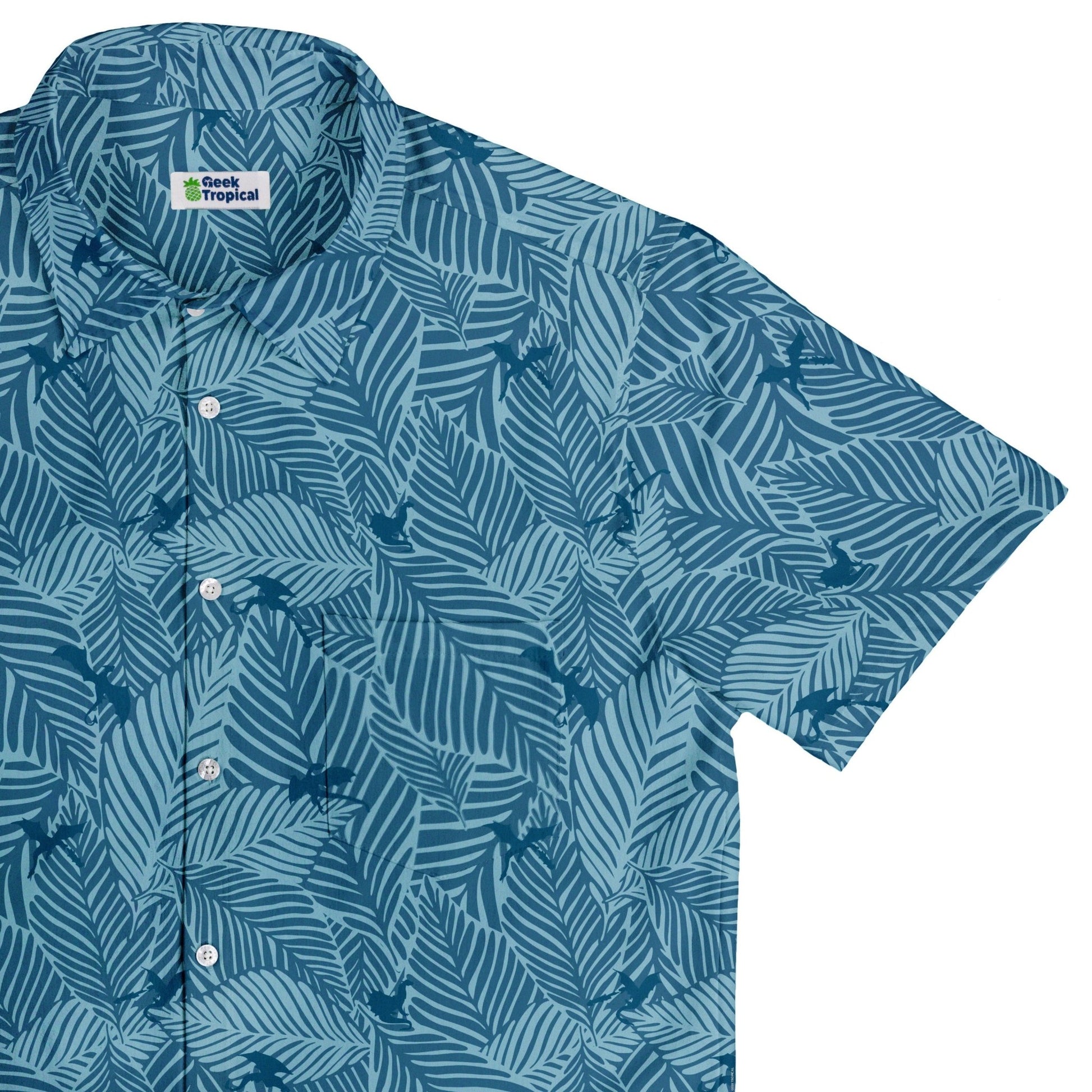 Tropical Dragons Button Up Shirt - adult sizing - Design by Dunking Toast - dnd & rpg print