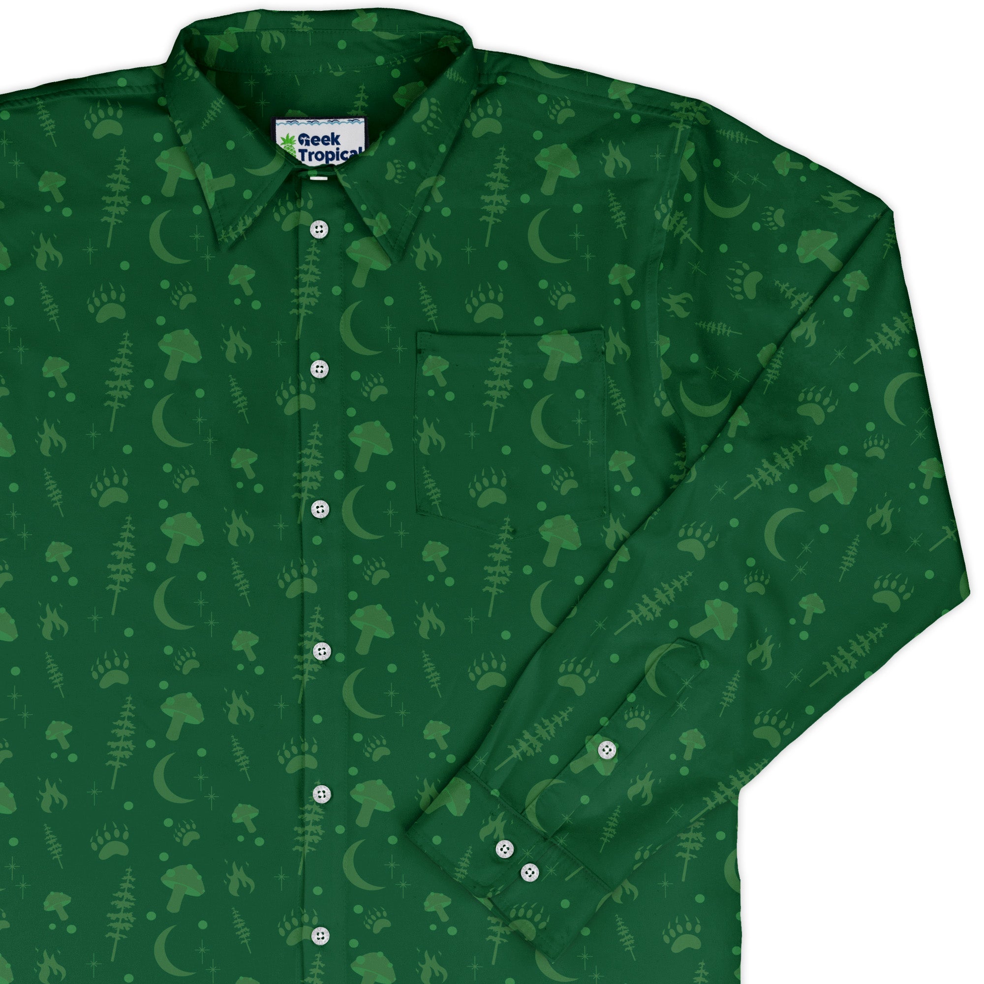 Dnd Druid Class Long Sleeve Button Up Shirt Geek Nerd adult sizing Design by Heather Davenport dnd & rpg print