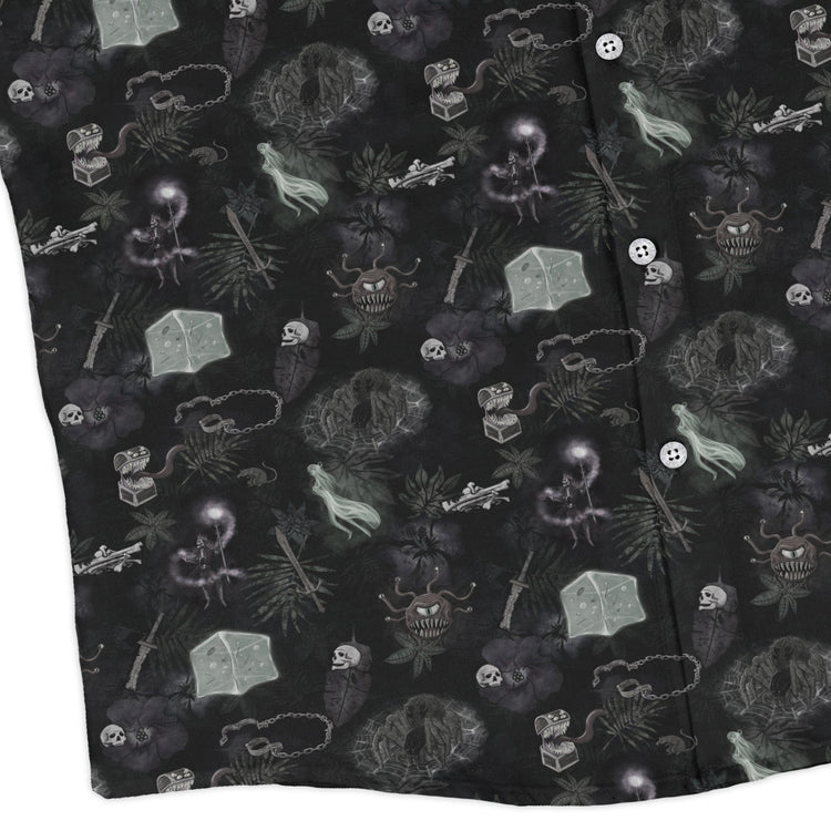 Dnd Dungeon Monsters Midnight Long Sleeve Button Up Shirt Geek Nerd adult sizing Designs by Nathan dnd & rpg print