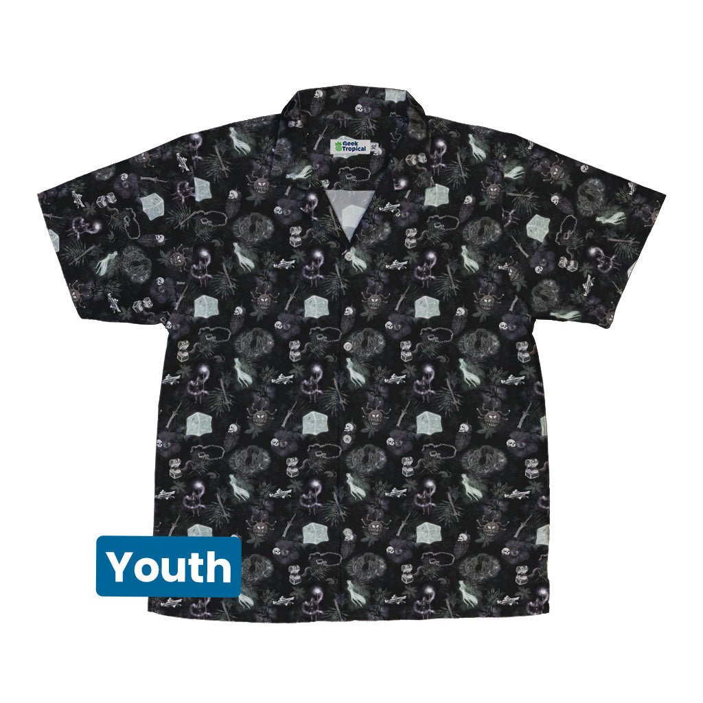 Dnd Dungeon Monsters Midnight Youth Hawaiian Shirt - Designs by Nathan - dnd & rpg print - Q3