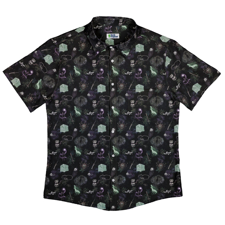 Dnd Dungeon Monsters Midnight Button Up Shirt - adult sizing - Designs by Nathan - dnd & rpg print
