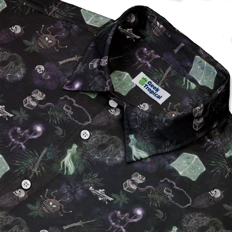 Dnd Dungeon Monsters Midnight Button Up Shirt - adult sizing - Designs by Nathan - dnd & rpg print