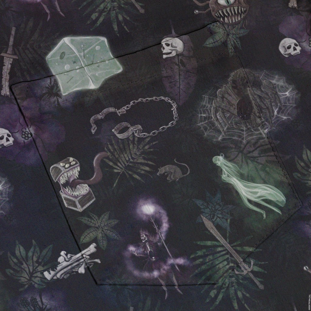 Dnd Dungeon Monsters Midnight Button Up Shirt - adult sizing - Designs by Nathan - dnd & rpg print