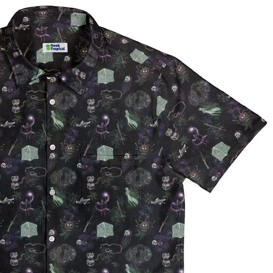 Dnd Dungeon Monsters Midnight Button Up Shirt - adult sizing - Designs by Nathan - dnd & rpg print