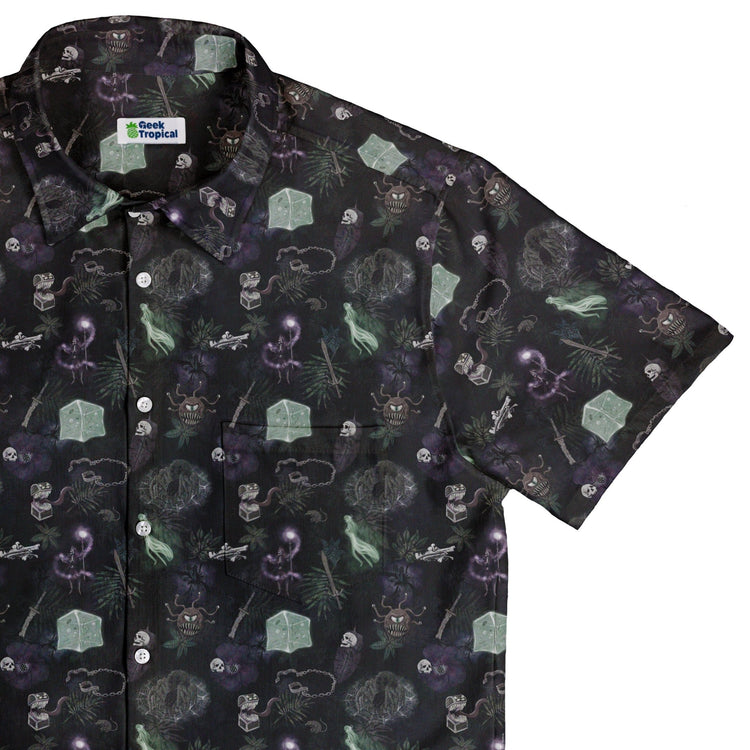 Dnd Dungeon Monsters Midnight Button Up Shirt - adult sizing - Designs by Nathan - dnd & rpg print