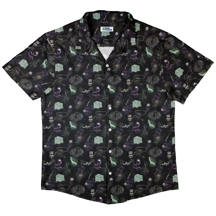 Dnd Dungeon Monsters Midnight Button Up Shirt - adult sizing - Designs by Nathan - dnd & rpg print
