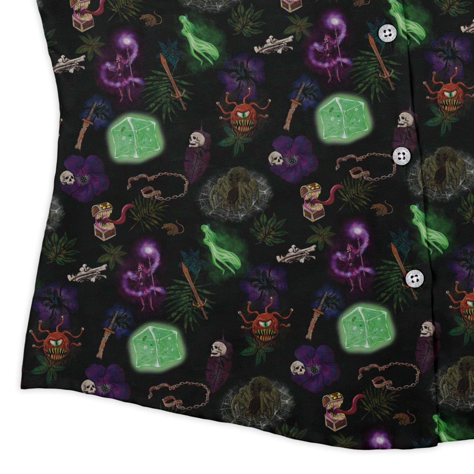 Dnd Dungeon Monsters Curvy Button Up Shirt Geek Nerd Designs by Nathan dnd & rpg print women