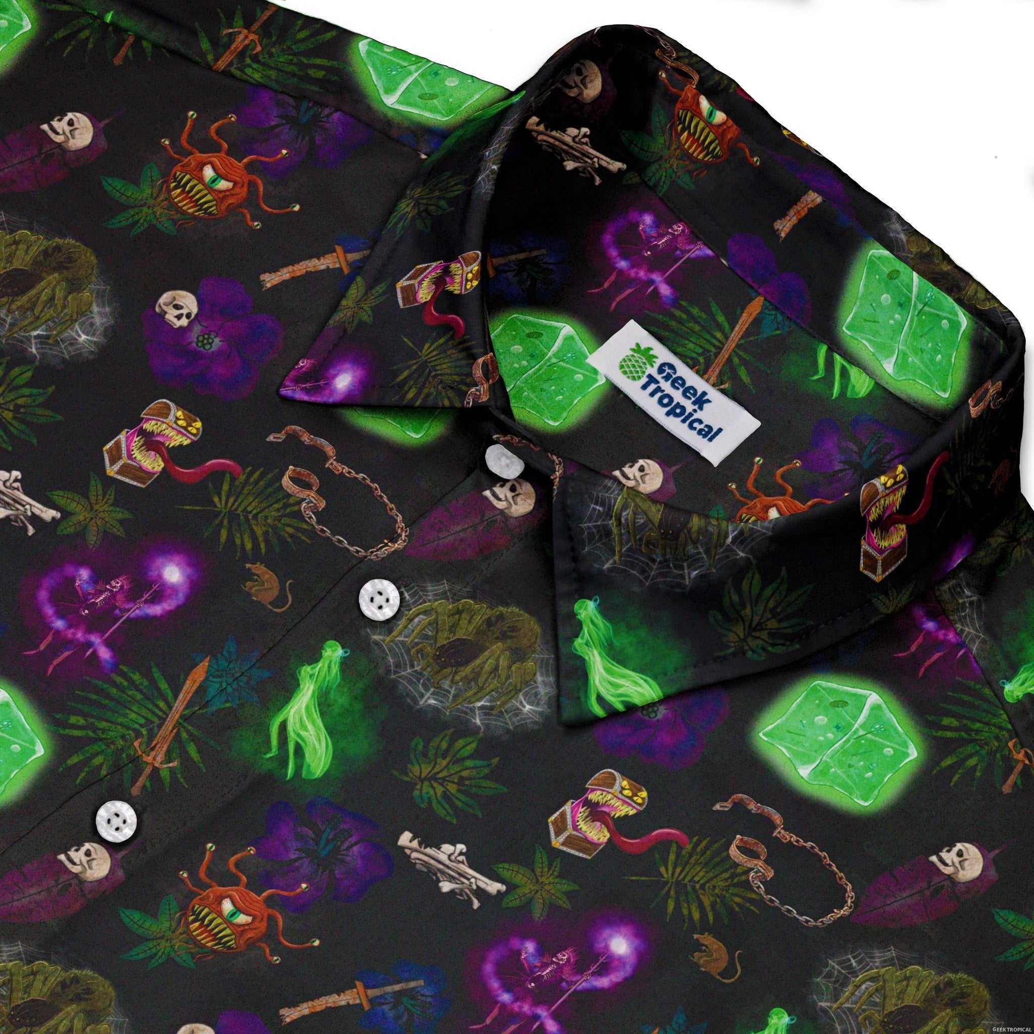 Dnd Dungeon Monsters Button Up Shirt - adult sizing - Designs by Nathan - dnd & rpg print