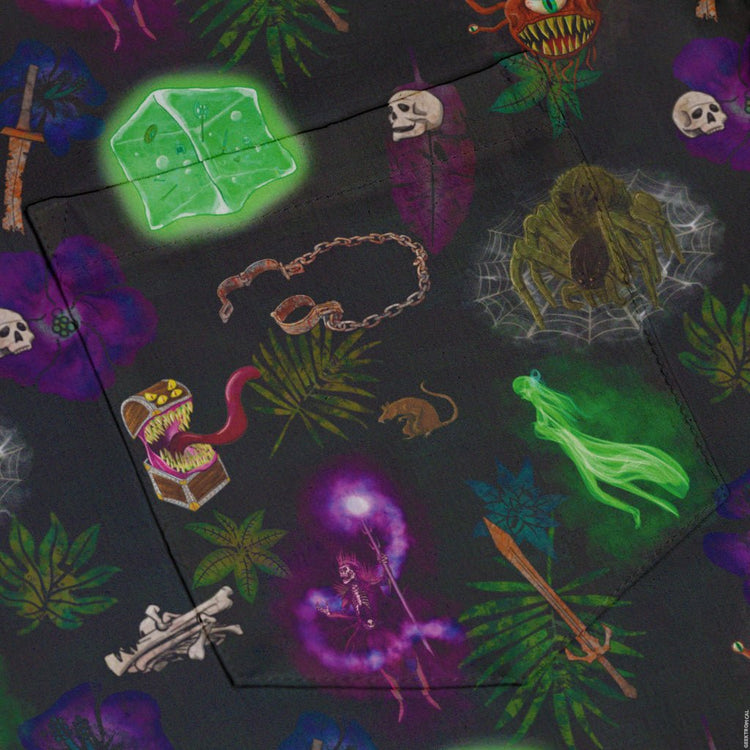 Dnd Dungeon Monsters Button Up Shirt - adult sizing - Designs by Nathan - dnd & rpg print