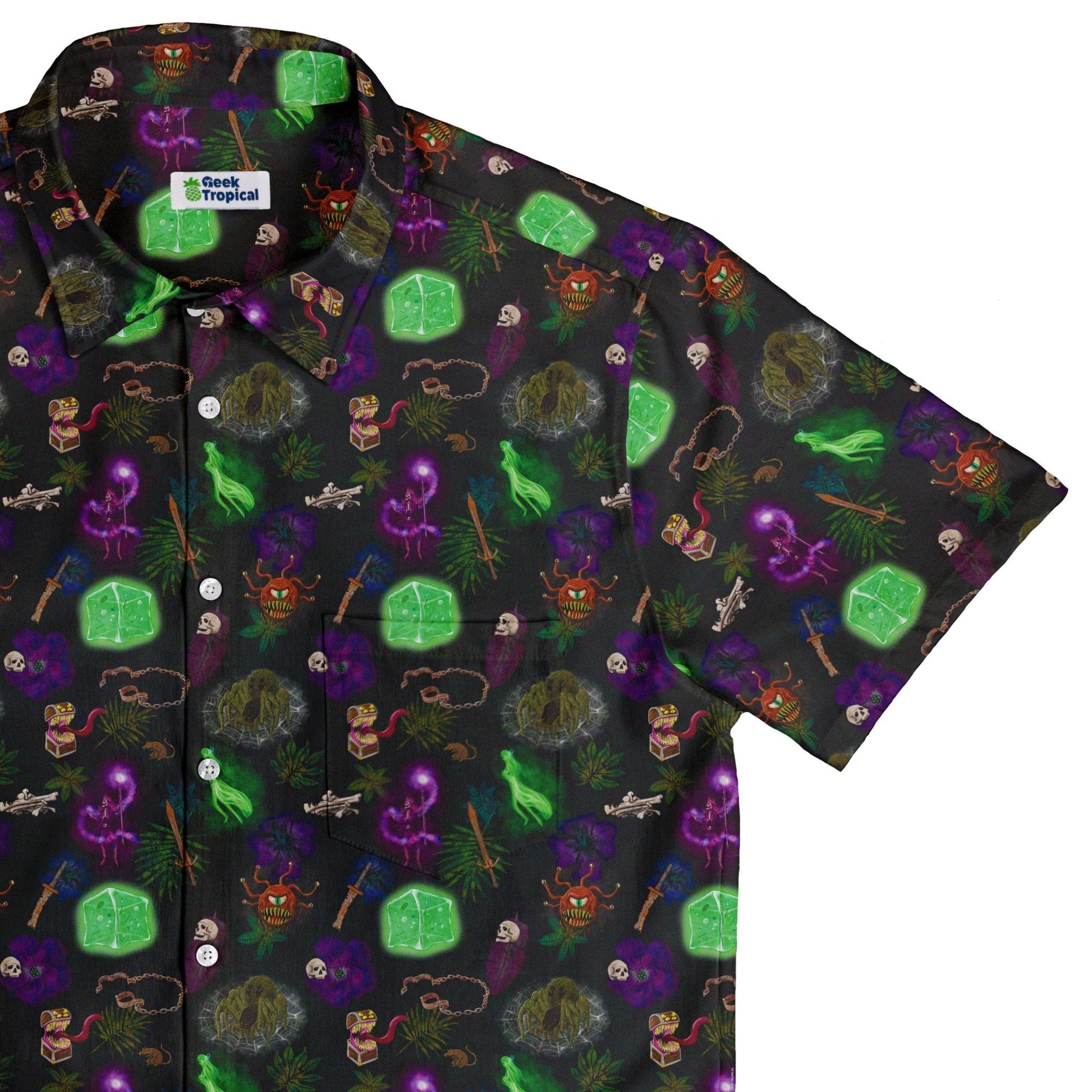 Clearance Ready - to - Ship Dnd Dungeon Monsters Button Up Shirt Geek Nerd adult sizing Clearance Designs by Nathan