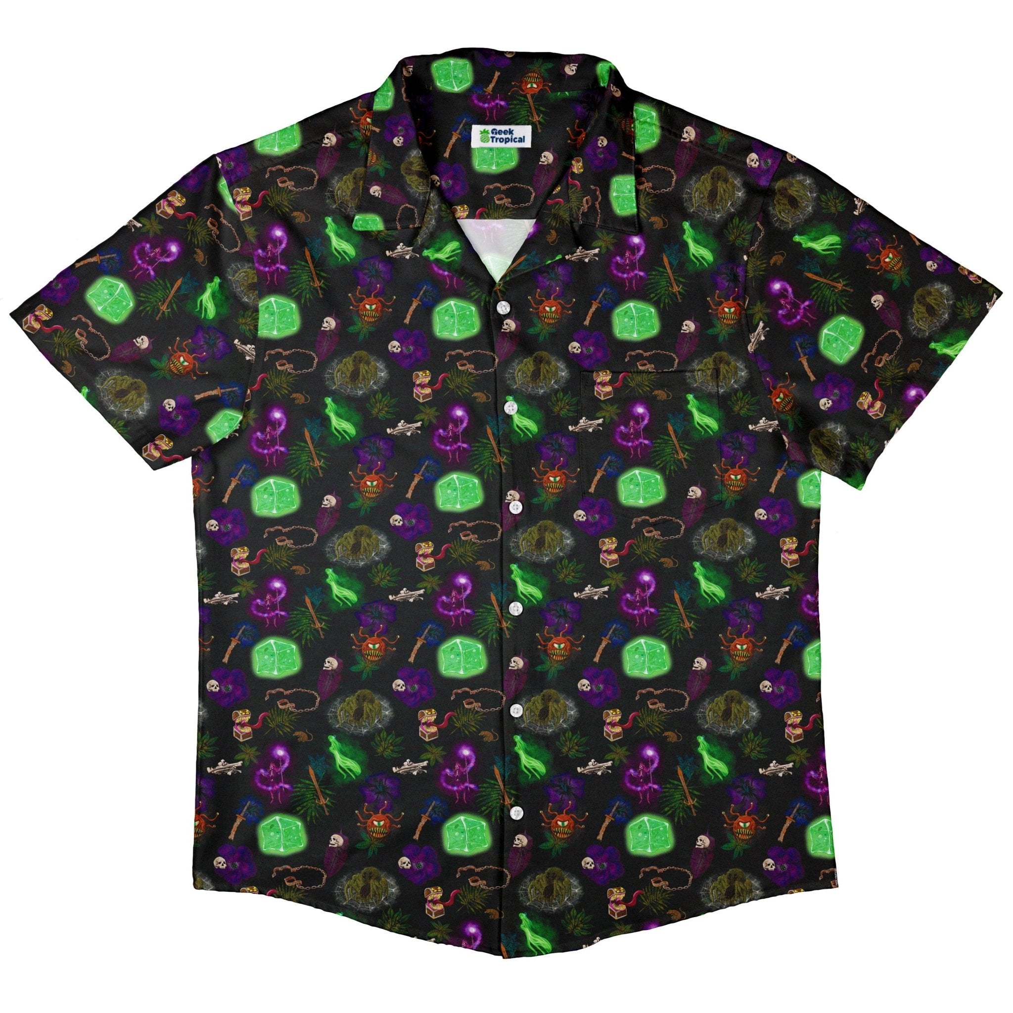 Dnd Dungeon Monsters Button Up Shirt - adult sizing - Designs by Nathan - dnd & rpg print