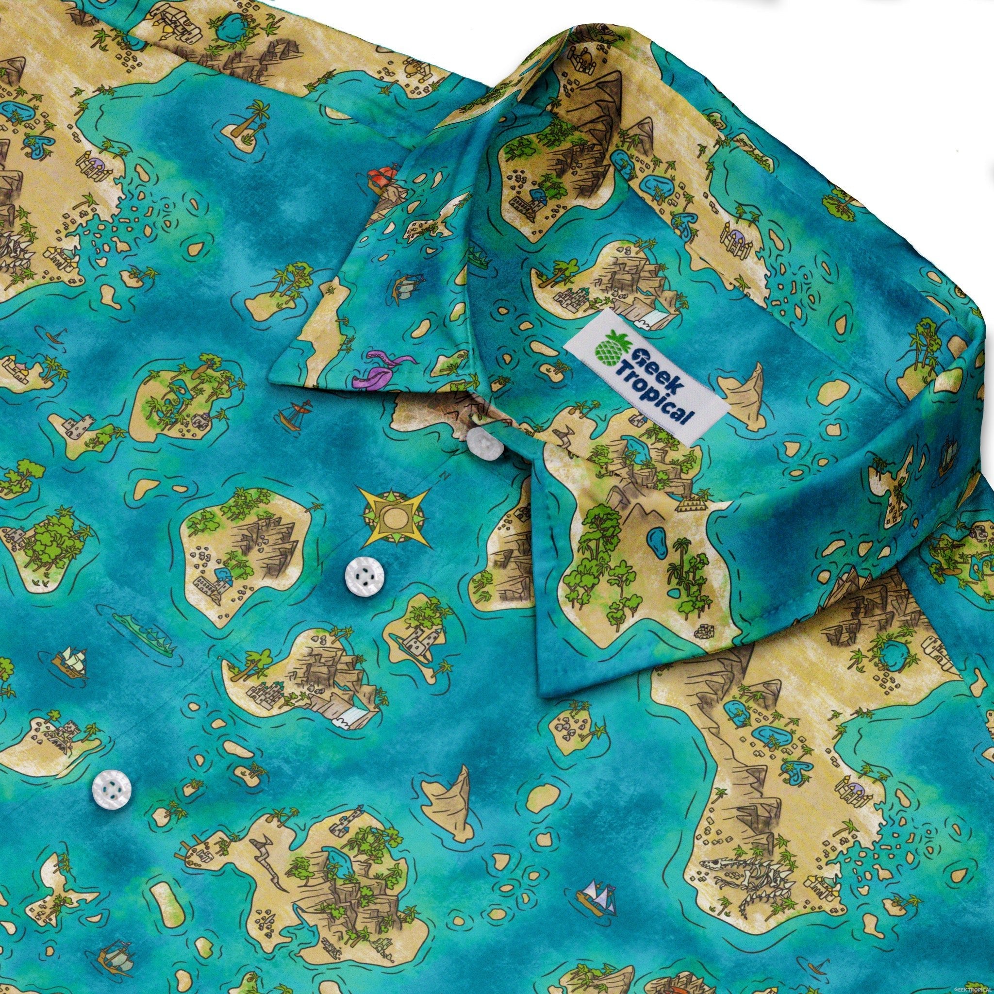 Fantasy World Map Dnd Button Up Shirt - adult sizing - Designs by Nathan - Fantasy Prints