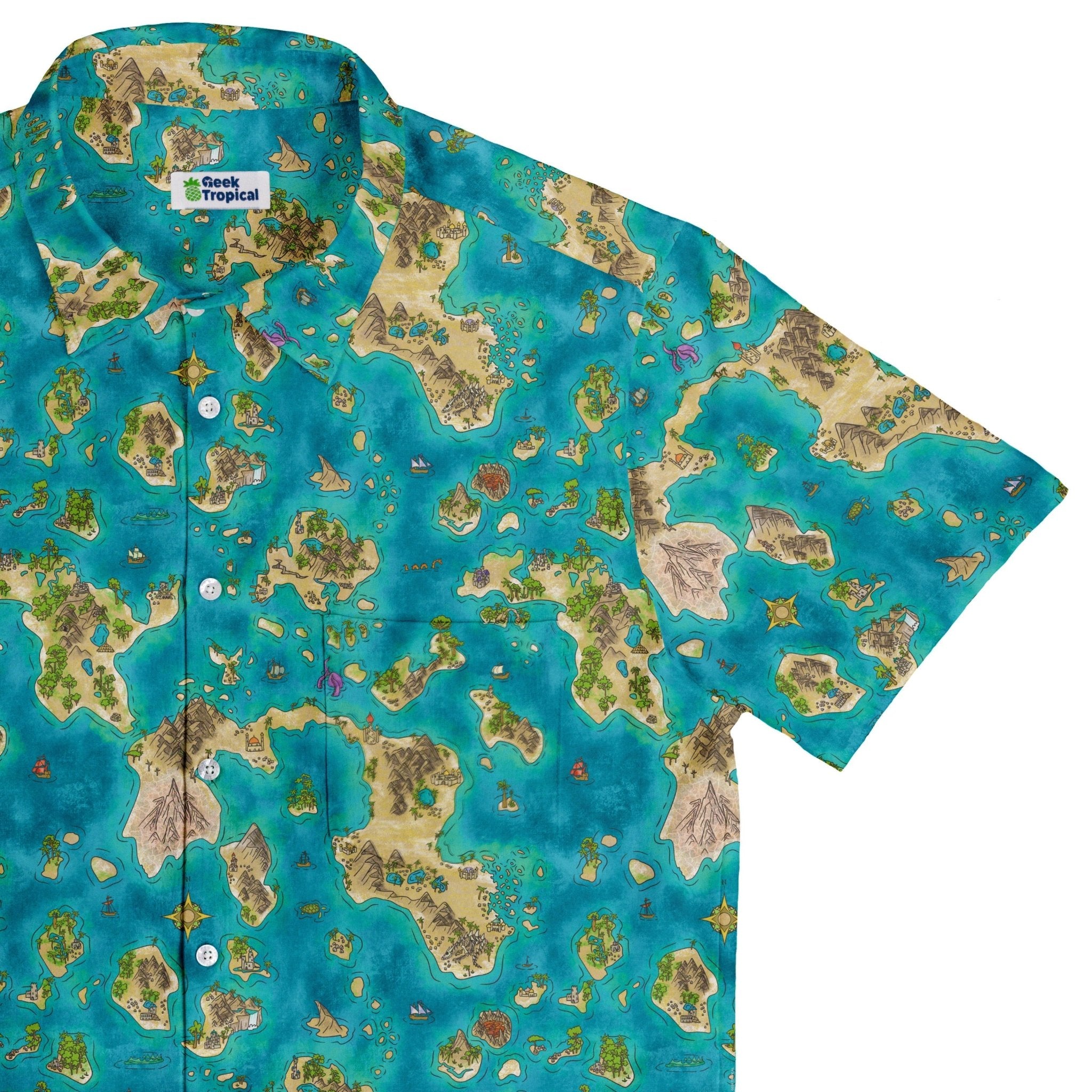 Fantasy World Map Dnd Button Up Shirt - adult sizing - Designs by Nathan - Fantasy Prints