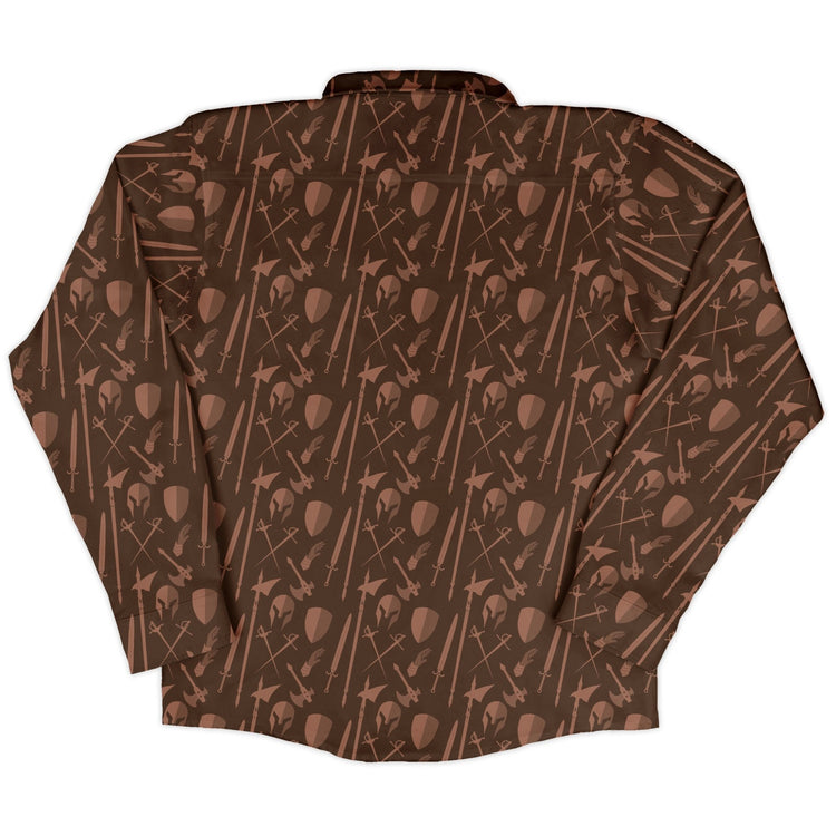 Dnd Fighter Class Long Sleeve Button Up Shirt Geek Nerd adult sizing Design by Heather Davenport dnd & rpg print