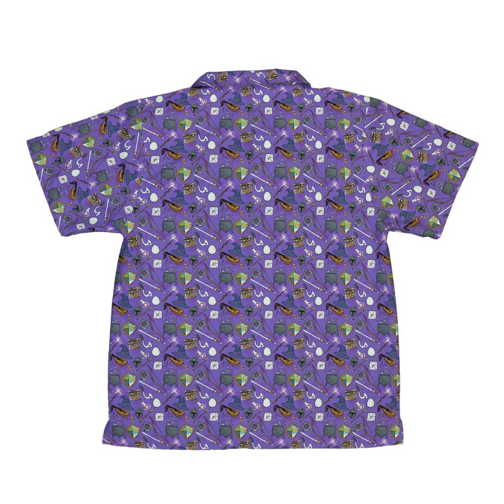 Dnd Hero Inventory Purple Youth Hawaiian Shirt - Designs by Nathan - dnd & rpg print - Q3