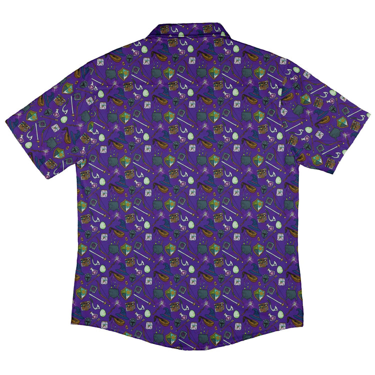 Dnd Hero Inventory Purple Button Up Shirt - adult sizing - Designs by Nathan - dnd & rpg print