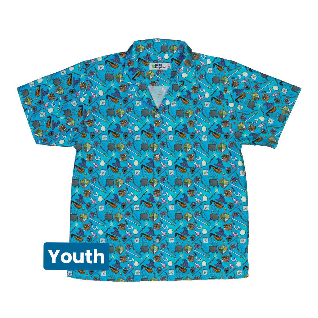 Dnd Hero Inventory Youth Hawaiian Shirt - Designs by Nathan - dnd & rpg print - Q3