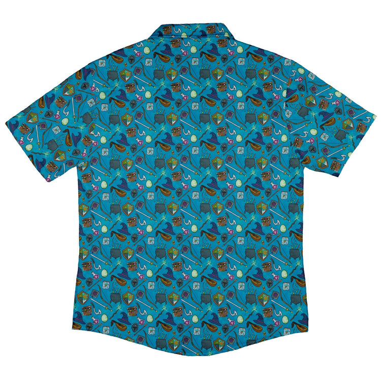 Dnd Hero Inventory Button Up Shirt - adult sizing - Designs by Nathan - dnd & rpg print