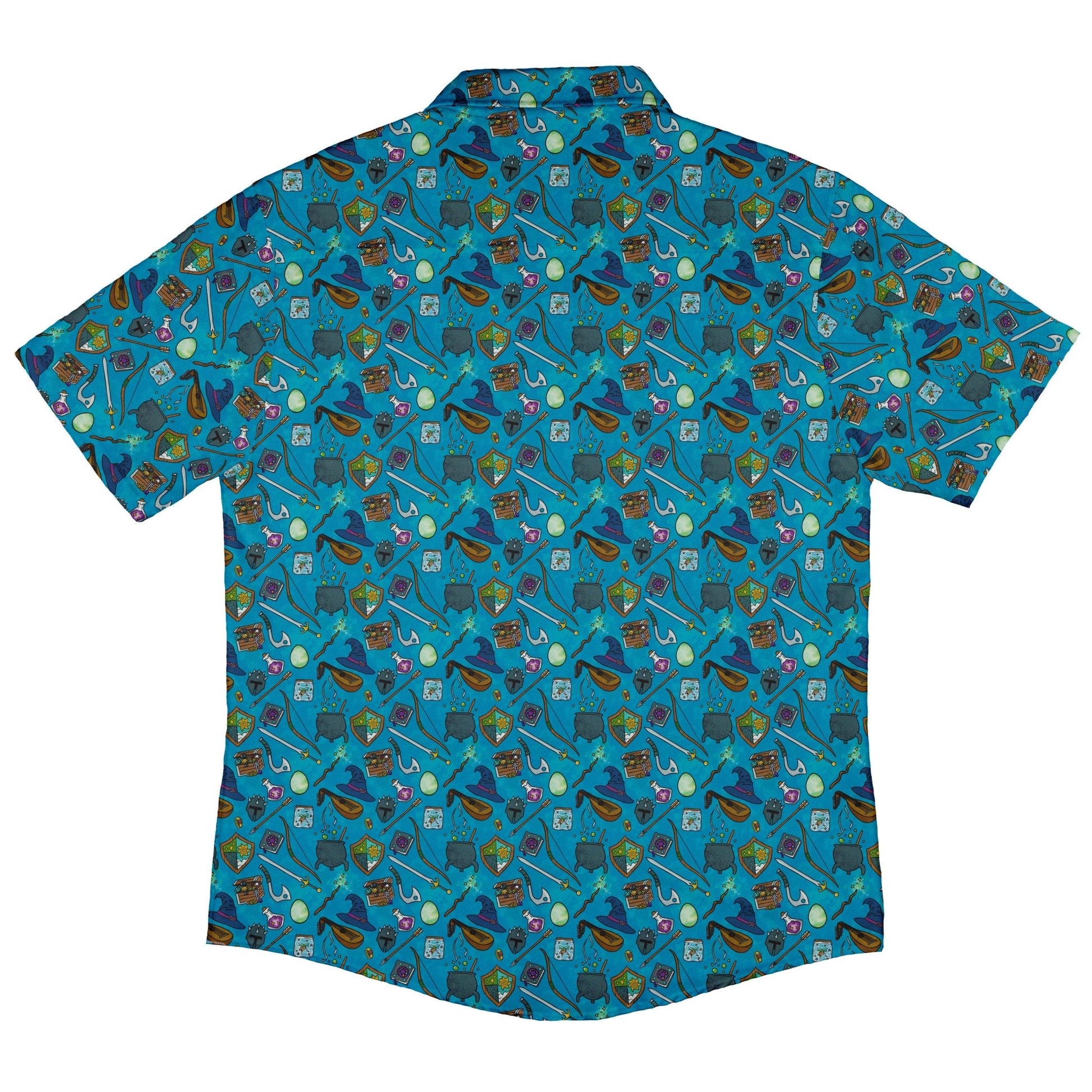 Dnd Hero Inventory Button Up Shirt - adult sizing - Designs by Nathan - dnd & rpg print