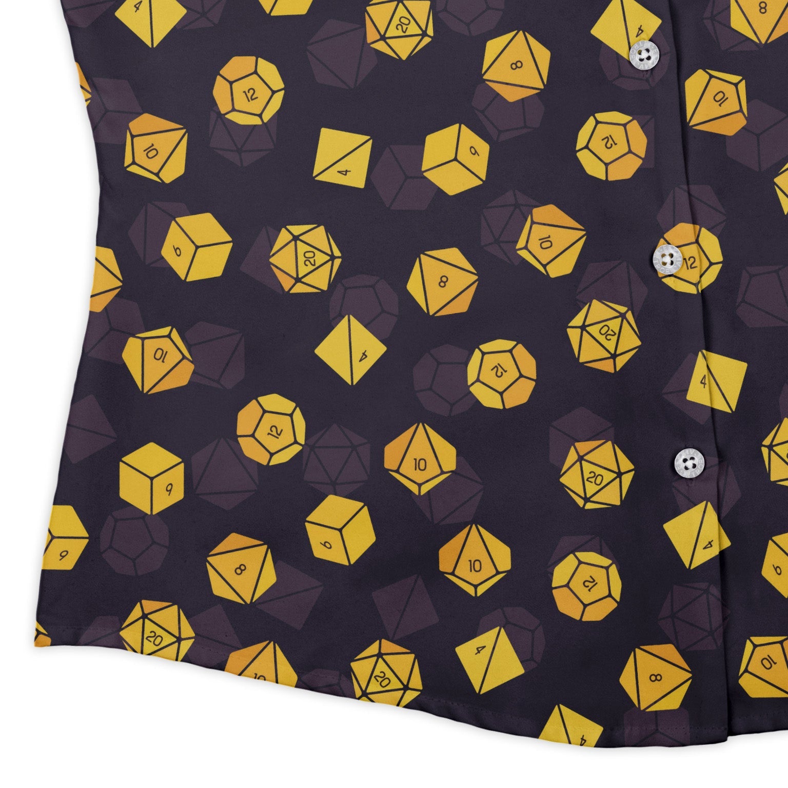 Dnd High Roller Gold Dice Curvy Button Up Shirt Geek Nerd dnd & rpg print Simple Patterns women