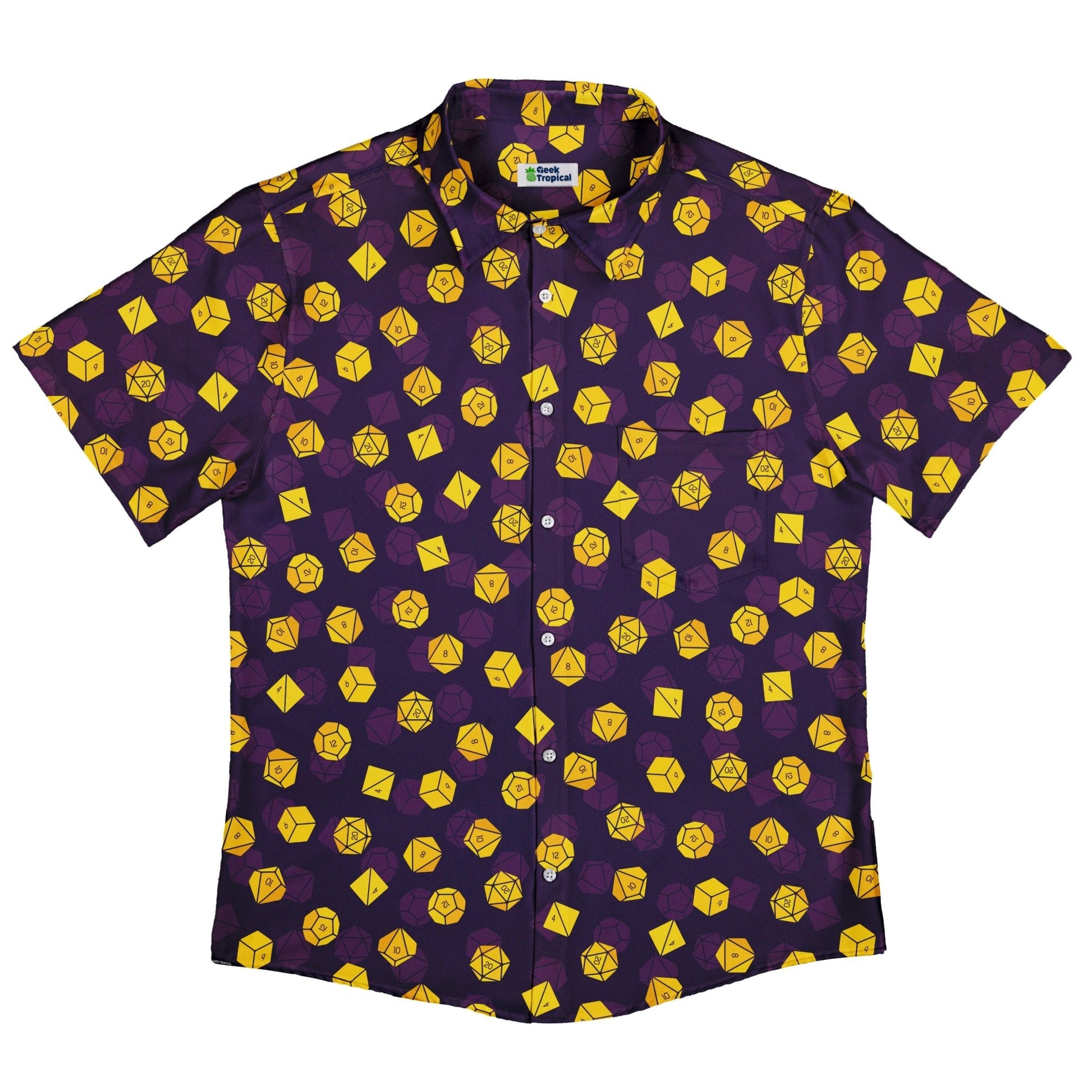 Dnd High Roller Gold Dice Button Up Shirt - adult sizing - dnd & rpg print - Simple Patterns
