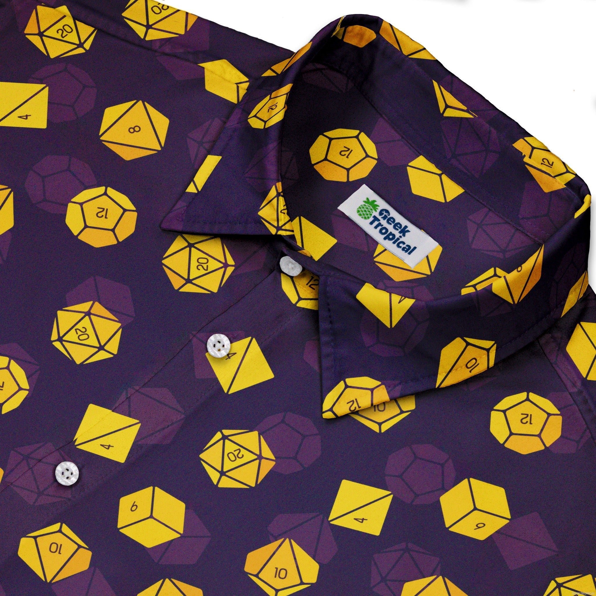 Dnd High Roller Gold Dice Button Up Shirt - adult sizing - dnd & rpg print - Simple Patterns
