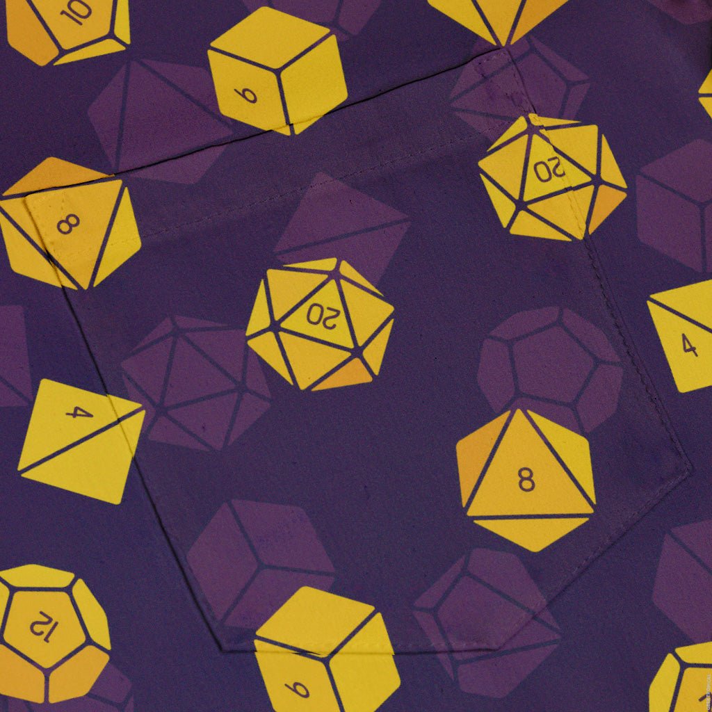 Dnd High Roller Gold Dice Button Up Shirt - adult sizing - dnd & rpg print - Simple Patterns