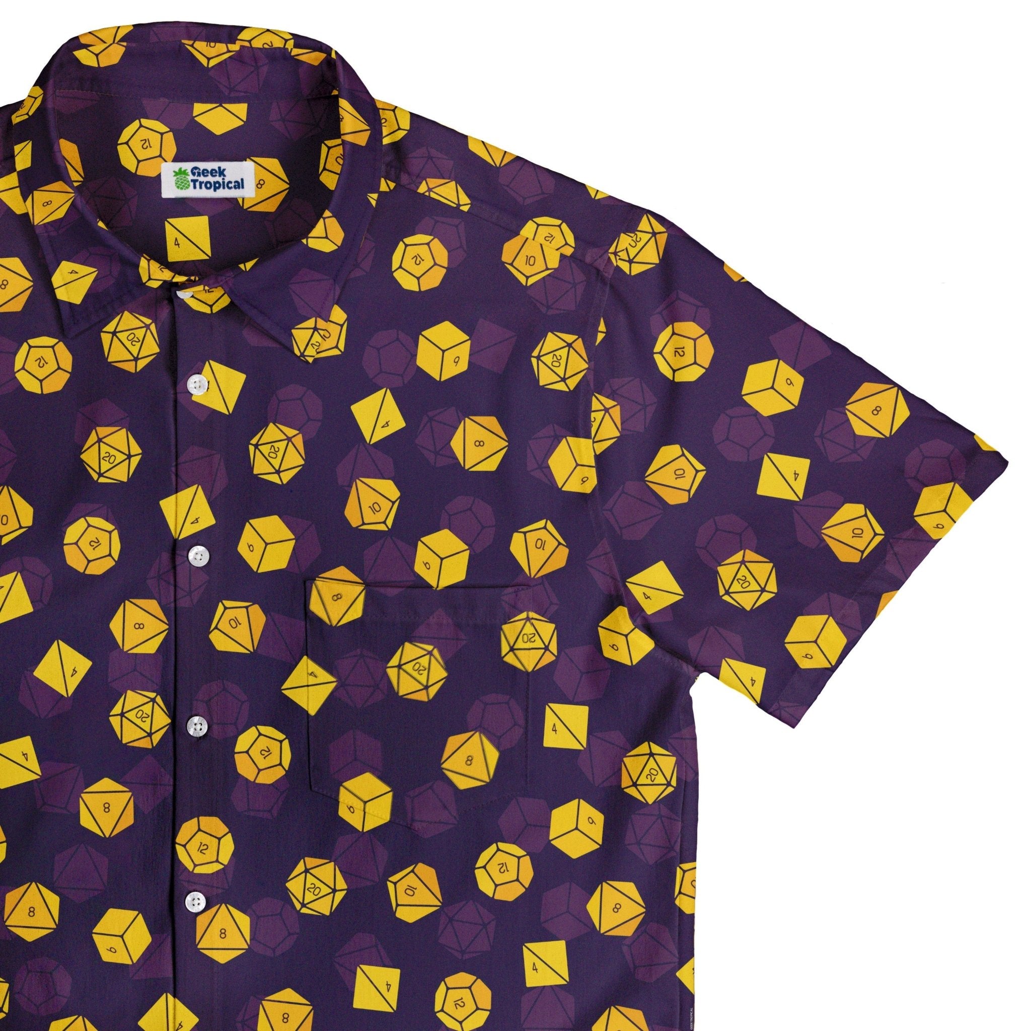 Dnd High Roller Gold Dice Button Up Shirt - adult sizing - dnd & rpg print - Simple Patterns