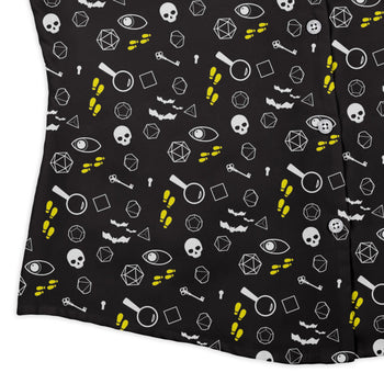 Dnd Horror Mystery Curvy Button Up Shirt Geek Nerd Design by Heather Davenport dnd & rpg print women