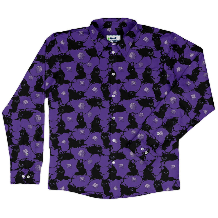 Dnd Inkling Familiars Long Sleeve Button Up Shirt Geek Nerd adult sizing Design by Ardi Tong dnd & rpg print