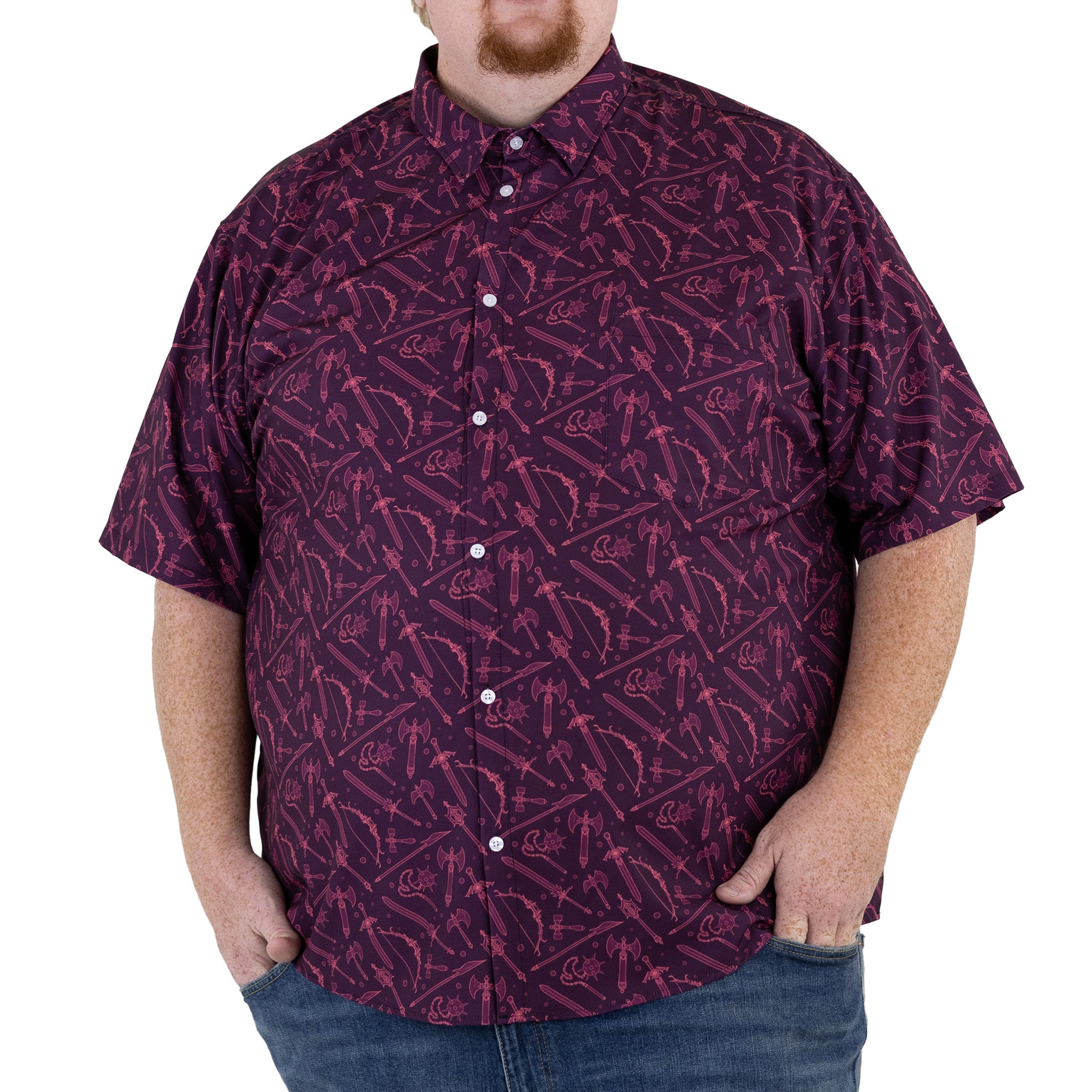Dnd Medieval Weapons Button Up Shirt
