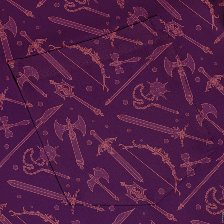 Dnd Medieval Weapons Button Up Shirt - adult sizing - dnd & rpg print -