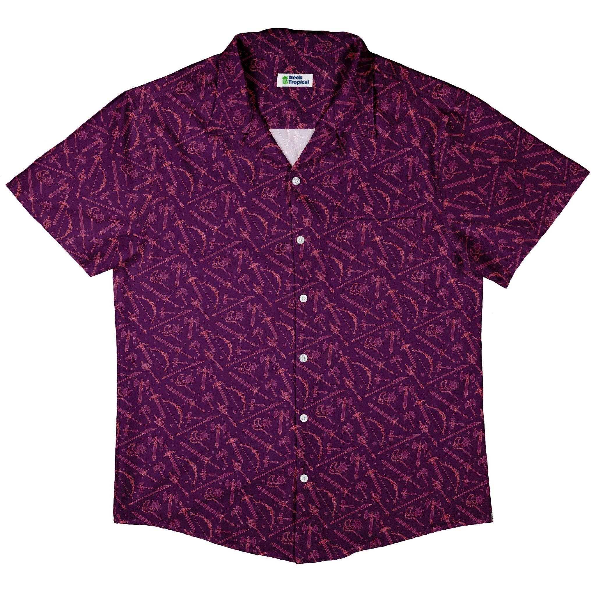 Dnd Medieval Weapons Button Up Shirt - adult sizing - dnd & rpg print -