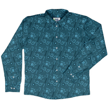 Dnd Monk Class Long Sleeve Button Up Shirt Geek Nerd adult sizing Design by Heather Davenport dnd & rpg print
