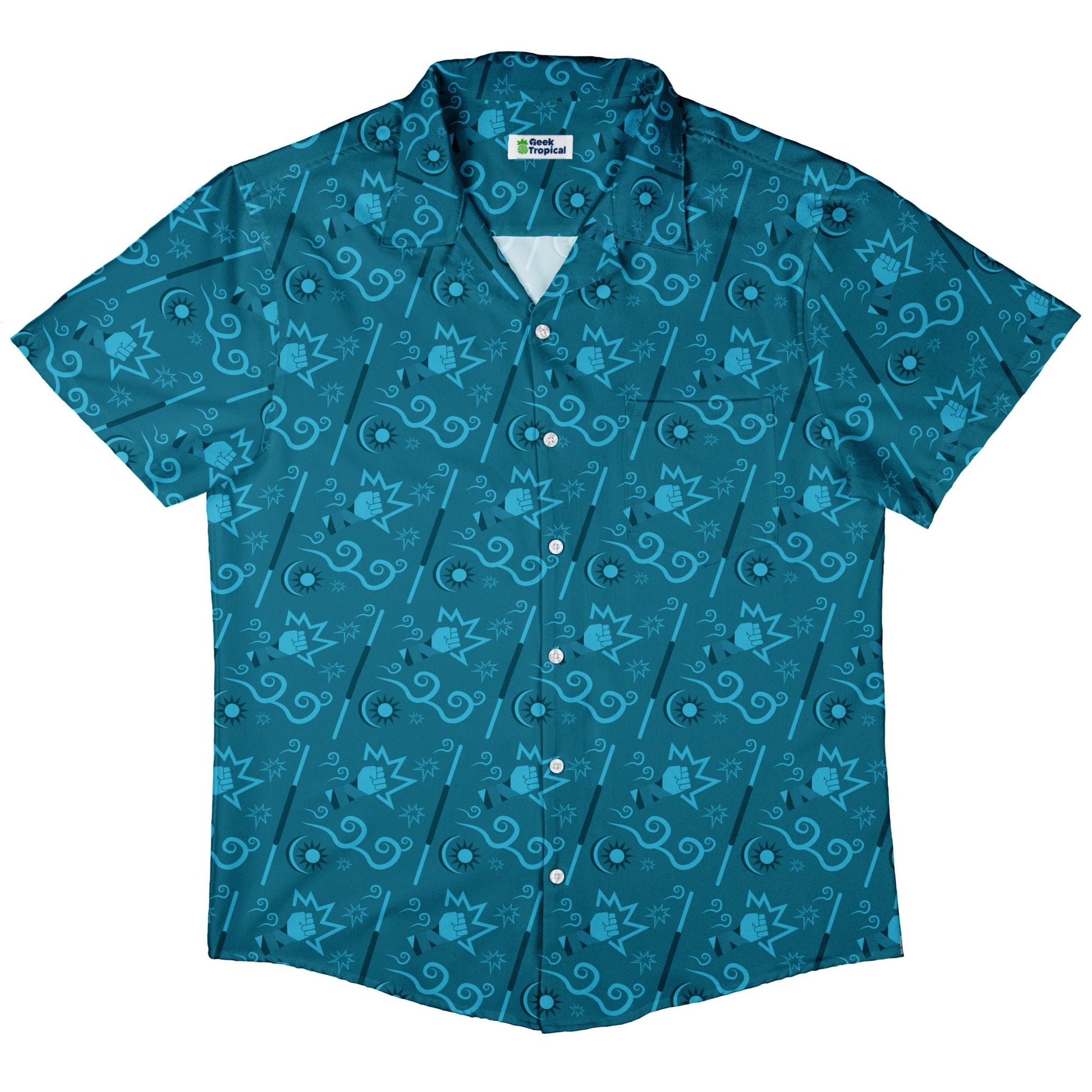 Dnd Monk Class Button Up Shirt - adult sizing - Design by Heather Davenport - dnd & rpg print