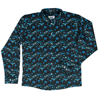 Dnd Mystic Blue Dragons Long Sleeve Button Up Shirt Geek Nerd adult sizing Designs by Nathan dnd & rpg print
