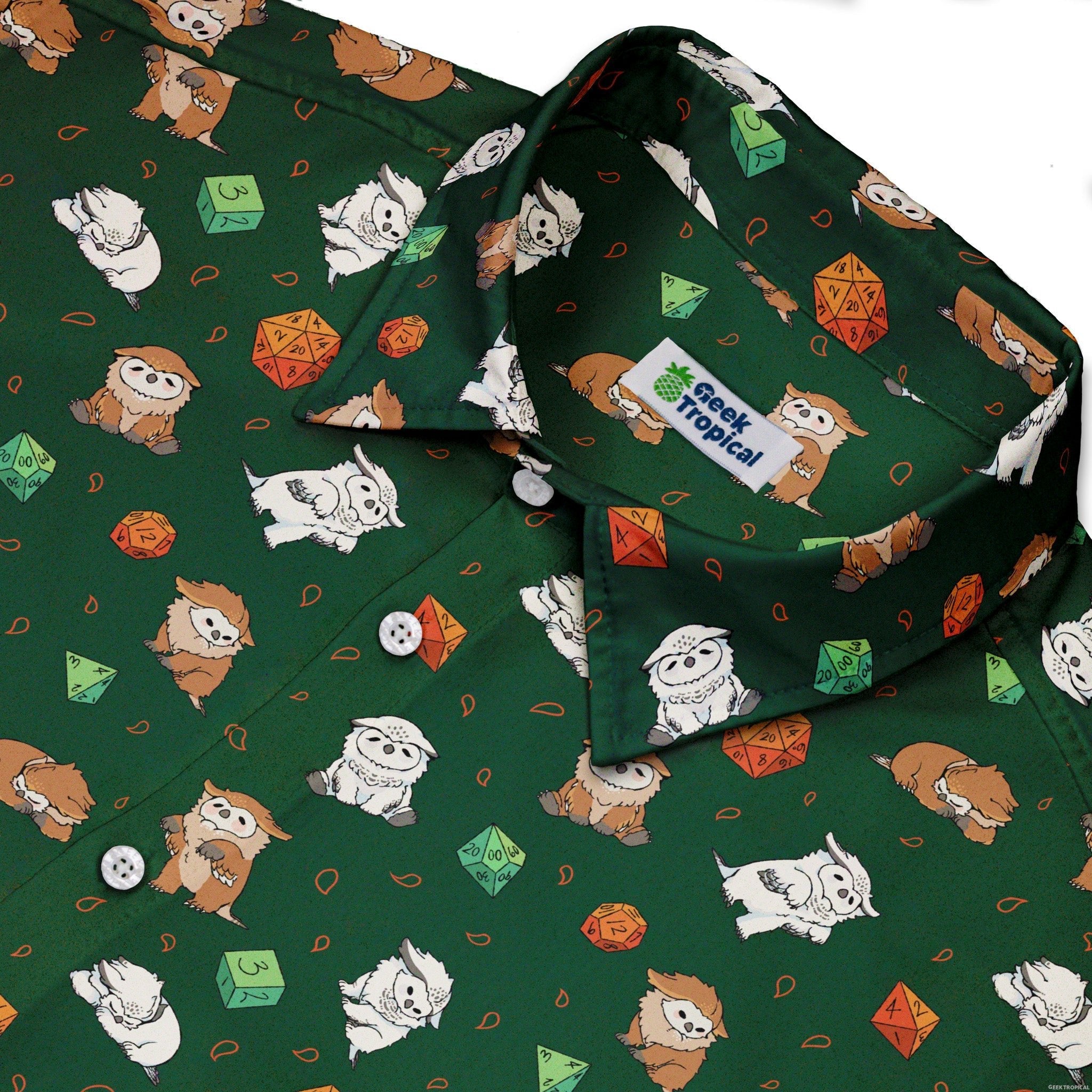 Dnd Owlbears Button Up Shirt - adult sizing - Design by Ardi Tong - dnd & rpg print