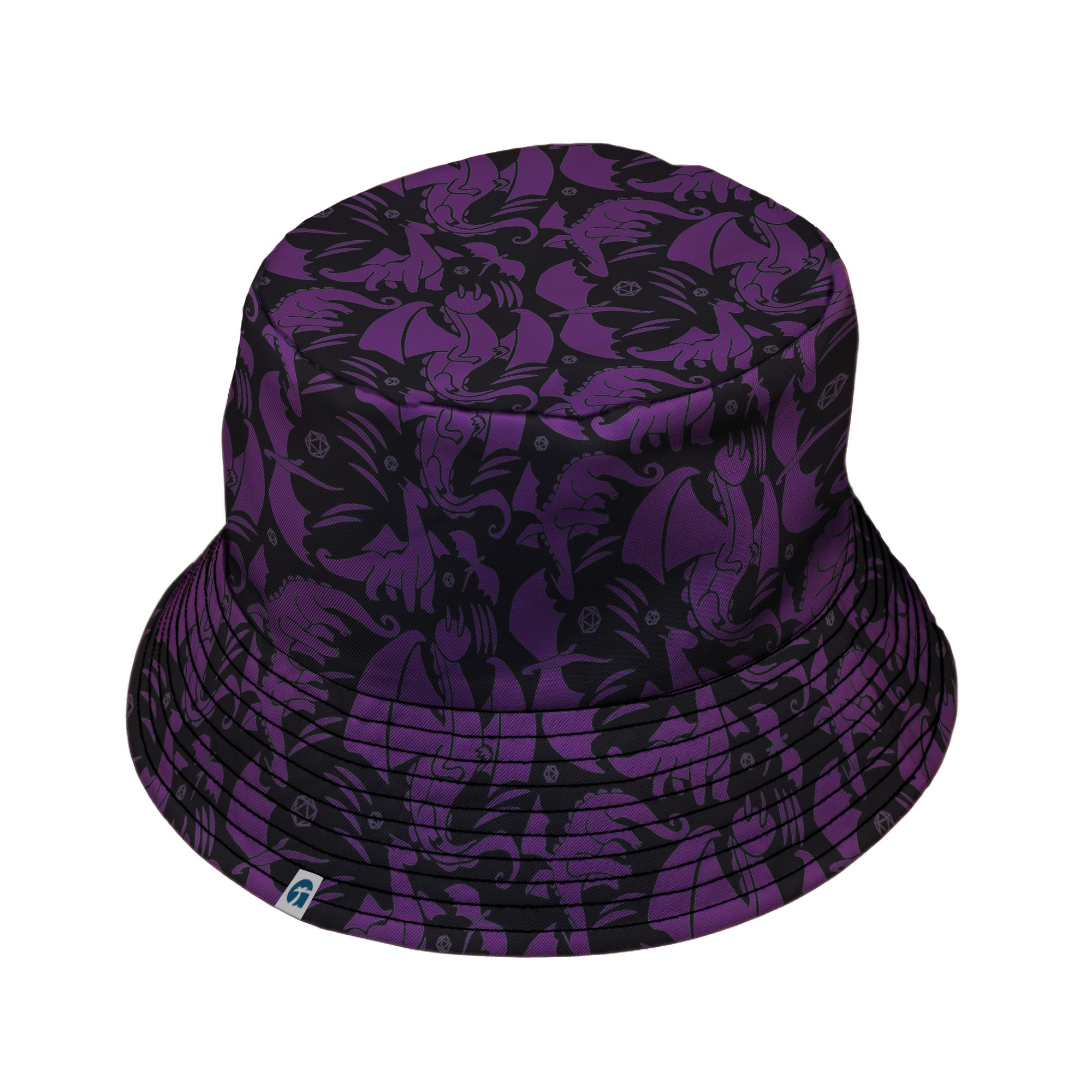 Dnd Purple Dragons Black Bucket Hat Geek Nerd Design by Heather Davenport dnd & rpg print fantasy prints