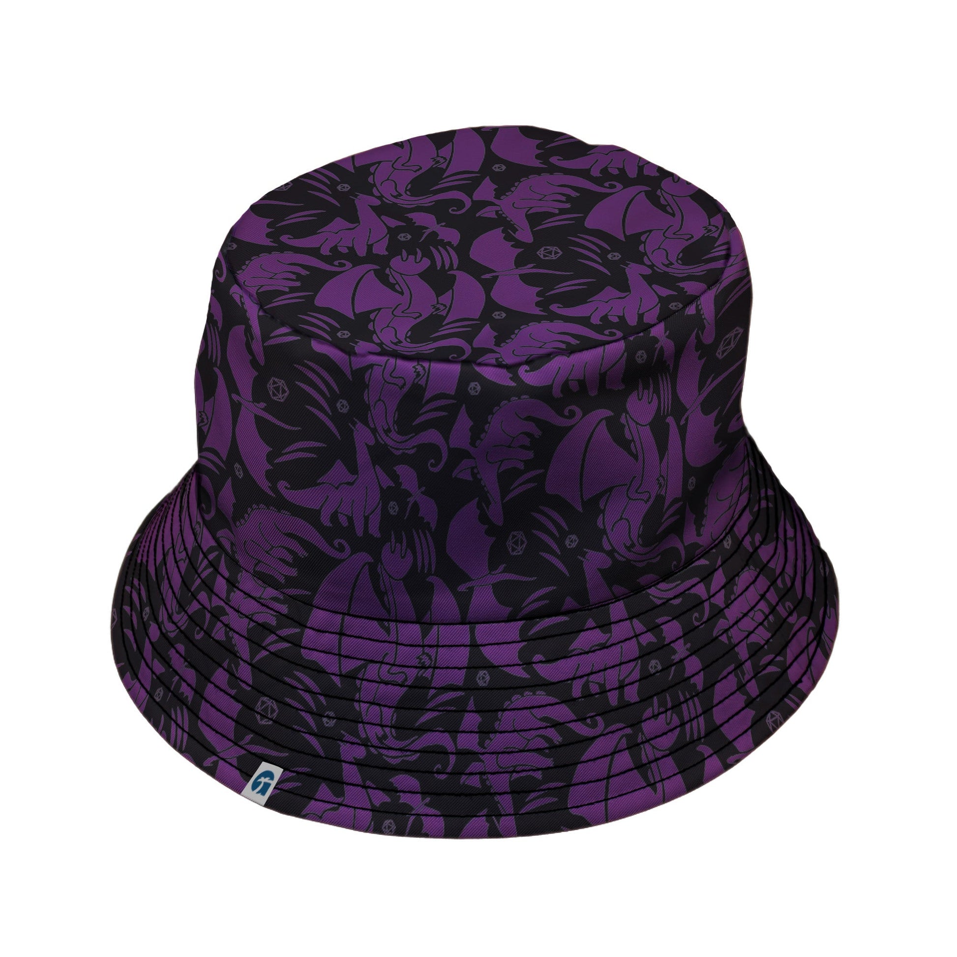 Dnd Purple Dragons Black Bucket Hat Geek Nerd Design by Heather Davenport dnd & rpg print fantasy prints