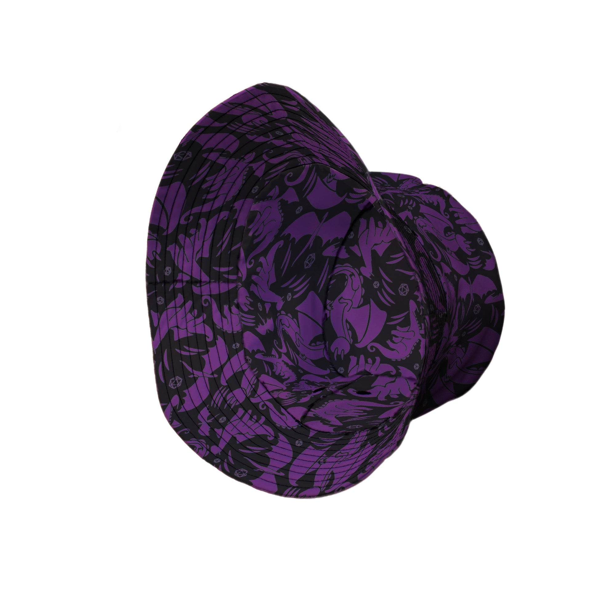Dnd Purple Dragons Black Bucket Hat Geek Nerd Design by Heather Davenport dnd & rpg print fantasy prints