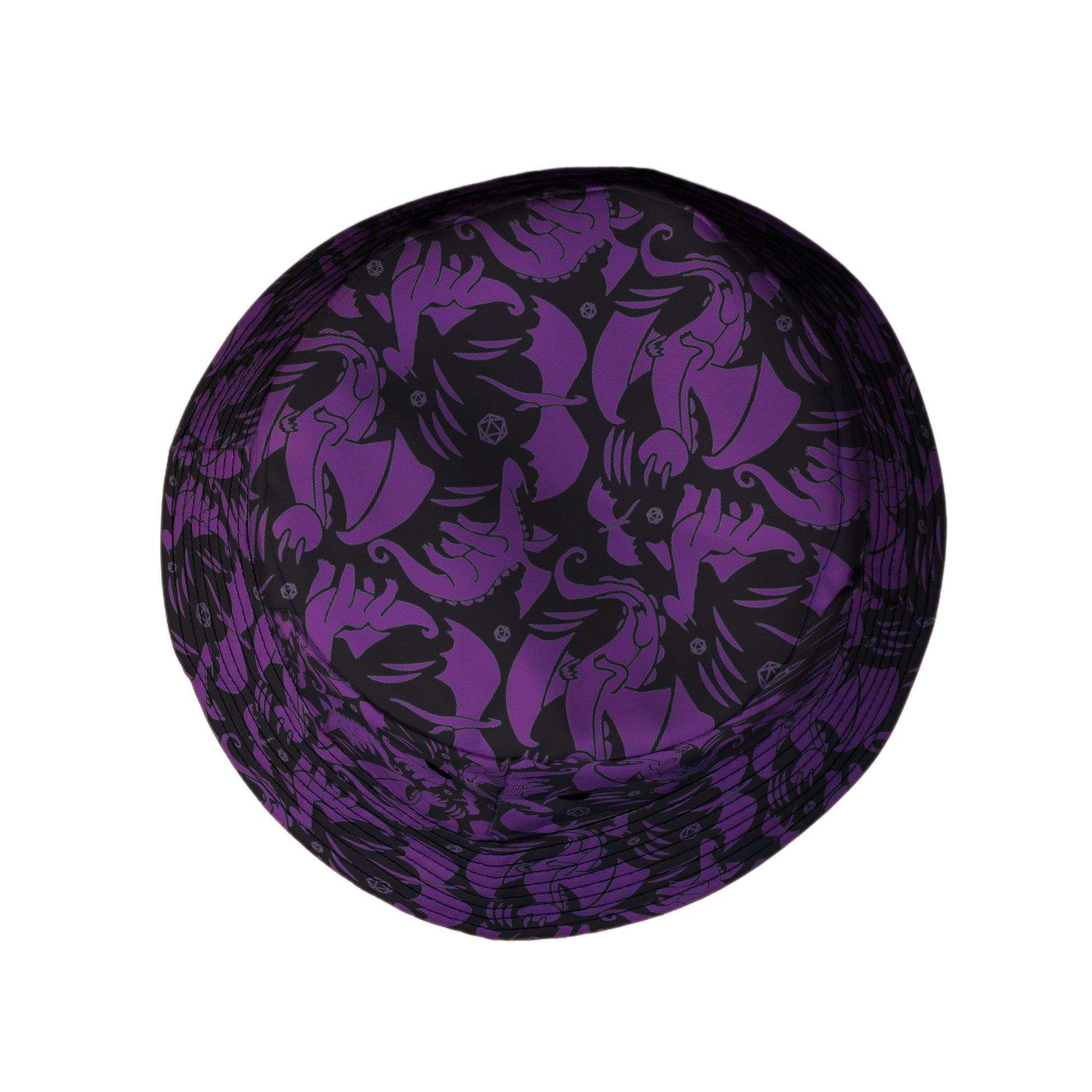 Dnd Purple Dragons Black Bucket Hat Geek Nerd Design by Heather Davenport dnd & rpg print fantasy prints